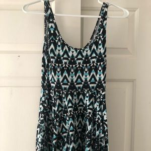 Teal, Aqua, and Black Skater dress